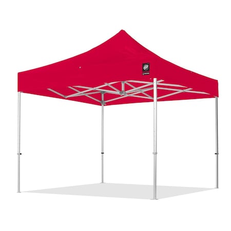 E-Z UP Freedom83 Shelter, 10' W x 10' L, TAA Compliant, Gray Aluminum Frame, Red Vinyl Top F83KUV10RD